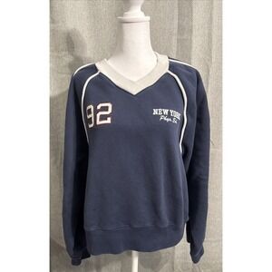 Abercrombie Fitch Sweatshirt Womens Large Varsity  New York Physical Ed 92 Blue